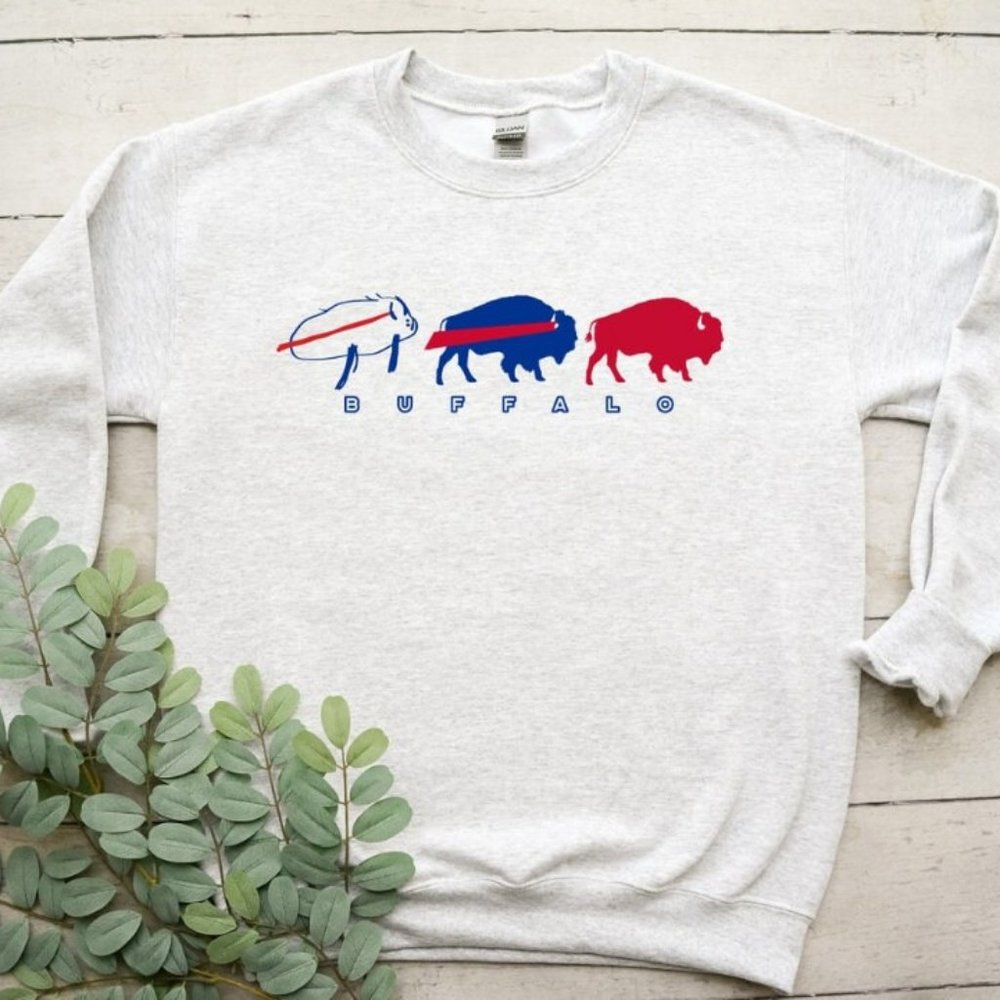 Buffalo Bills Crewneck  Football Mafia Light Gray Unisex SweatShirt